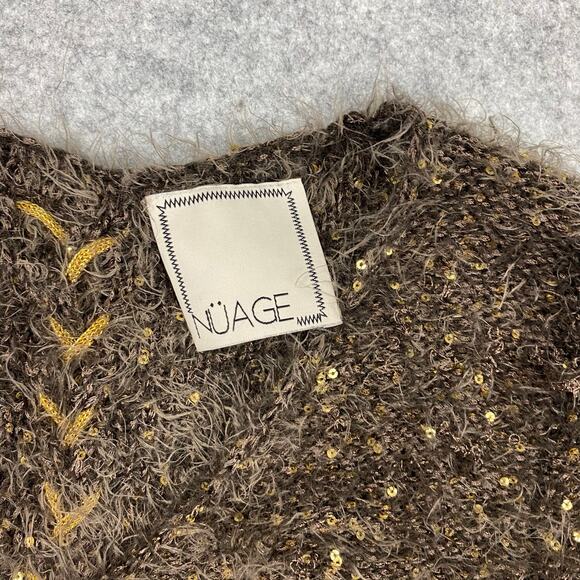 NUAGE sweater womens L fuzzy lace Christmas statement sparkle anne fontaine bold - Picture 3 of 10